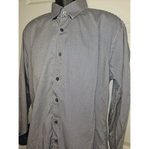 STONE ROSE Mens White/Blue Striped Button Down Shirt 5/XL - EUC